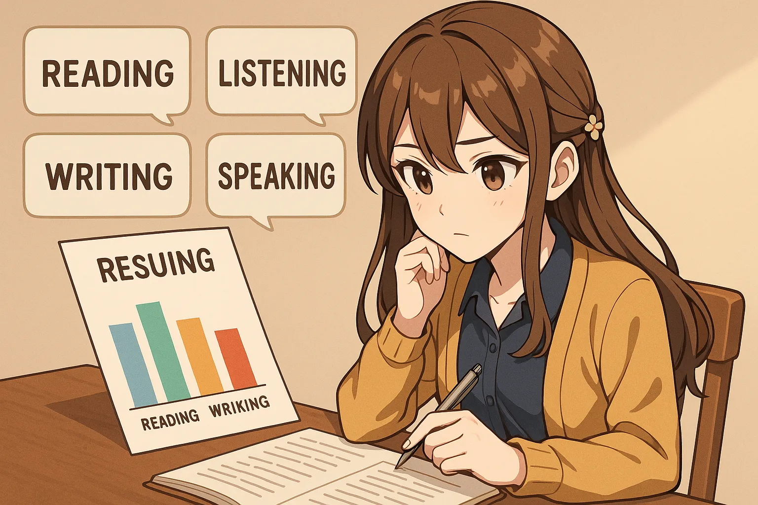 英検の勉強をする学生