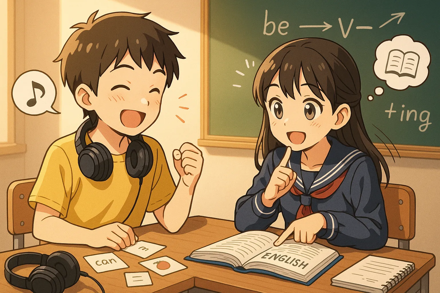 英検4級を勉強する小学生